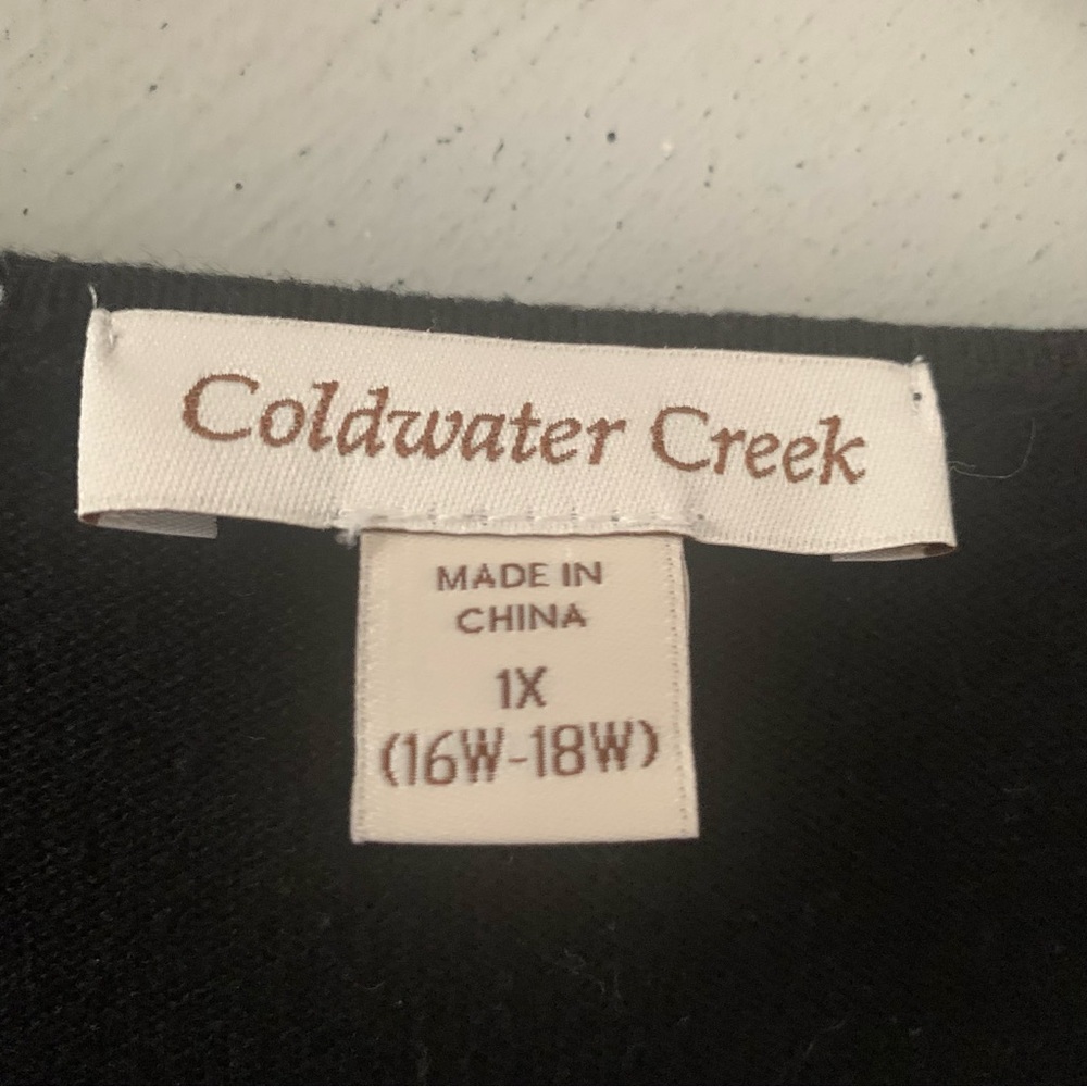 Coldwater Creek Black Zip Front Short Sleeve Top - Picture 2 of 4
